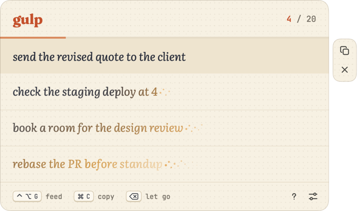The bowl with four notes at different ages.