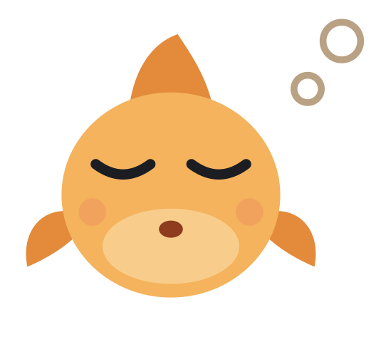 The goldfish dozing, for an empty bowl.